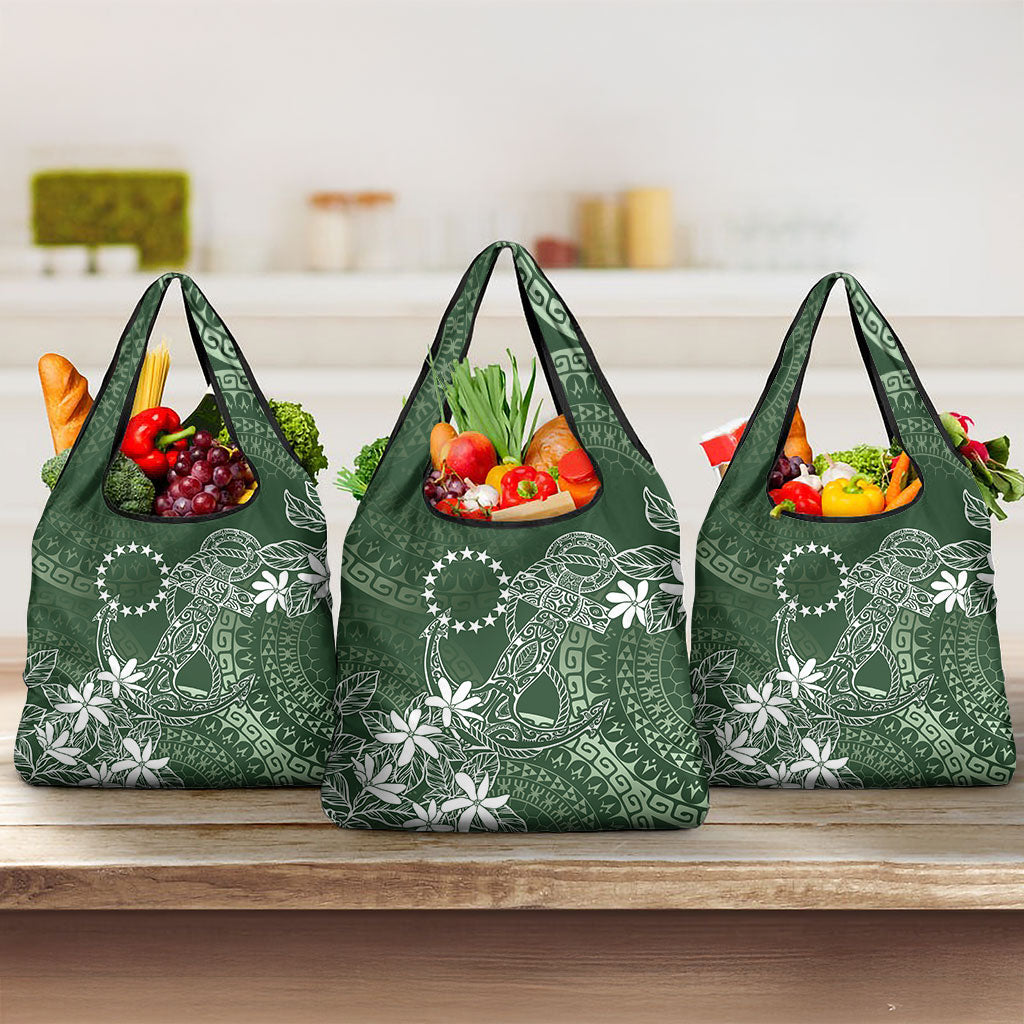 Sage Green Kuki Airani Tapakau Grocery Bag Tribal Anchor Mix Tiare LT7 3-pack One Size Sage Green - Polynesian Pride