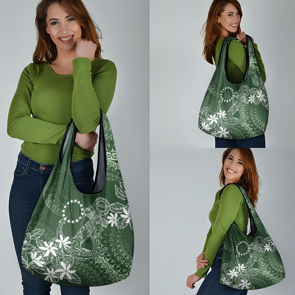 Sage Green Kuki Airani Tapakau Grocery Bag Tribal Anchor Mix Tiare LT7 - Polynesian Pride