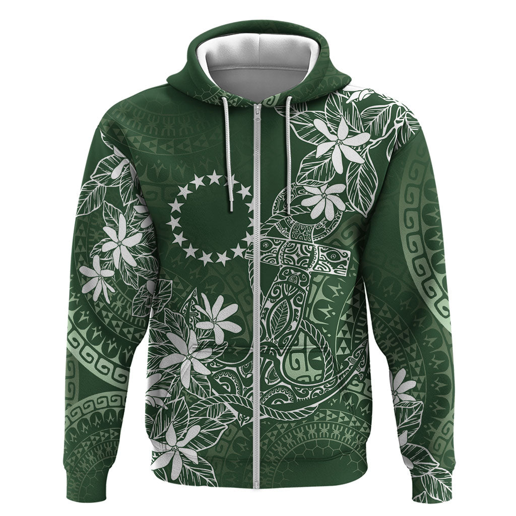Sage Green Kuki Airani Tapakau Hoodie Tribal Anchor Mix Tiare LT7 Zip Hoodie Sage Green - Polynesian Pride