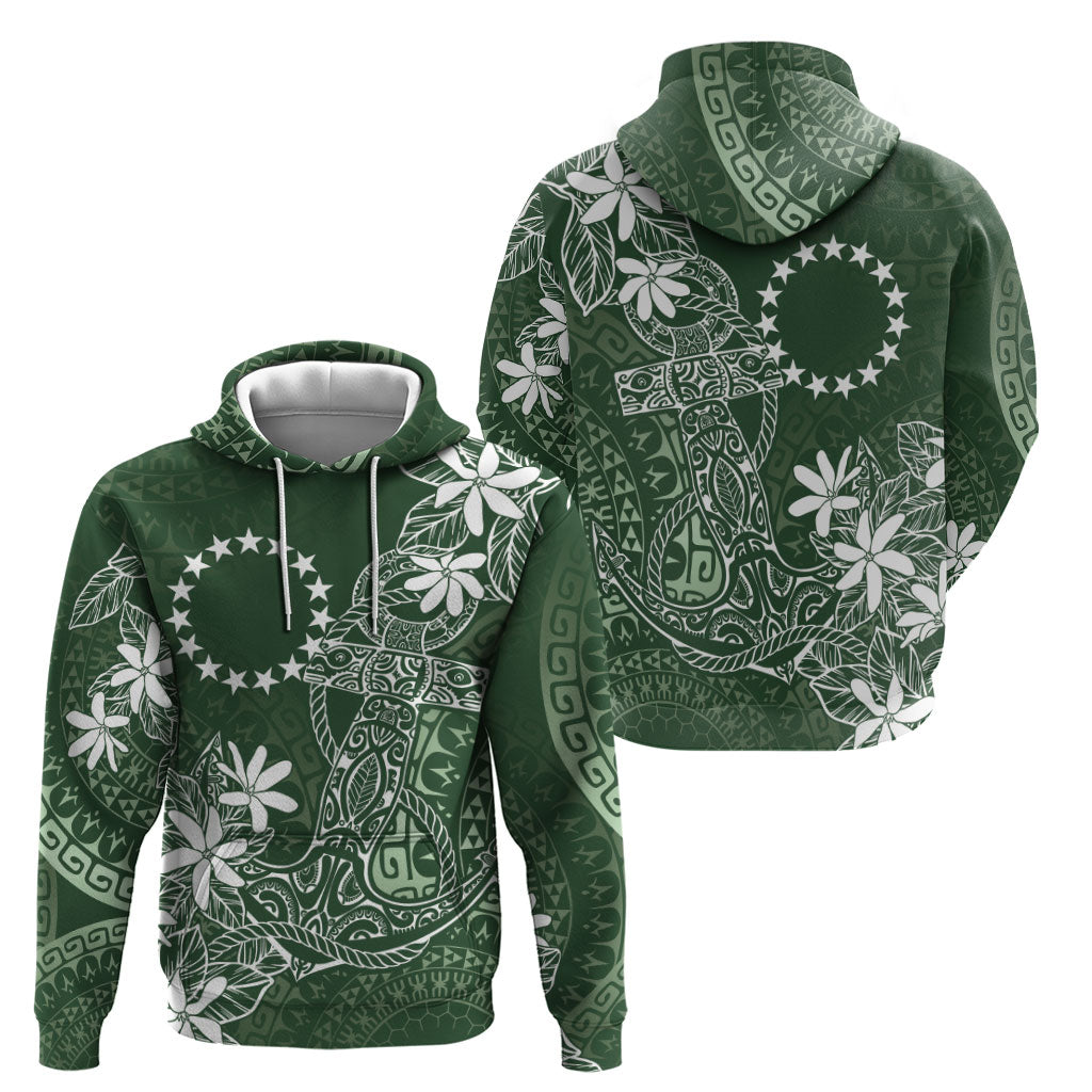 Sage Green Kuki Airani Tapakau Hoodie Tribal Anchor Mix Tiare LT7 - Polynesian Pride