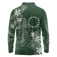Sage Green Kuki Airani Tapakau Long Sleeve Polo Shirt Tribal Anchor Mix Tiare LT7 - Polynesian Pride