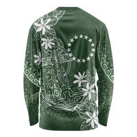 Sage Green Kuki Airani Tapakau Long Sleeve Shirt Tribal Anchor Mix Tiare LT7 - Polynesian Pride