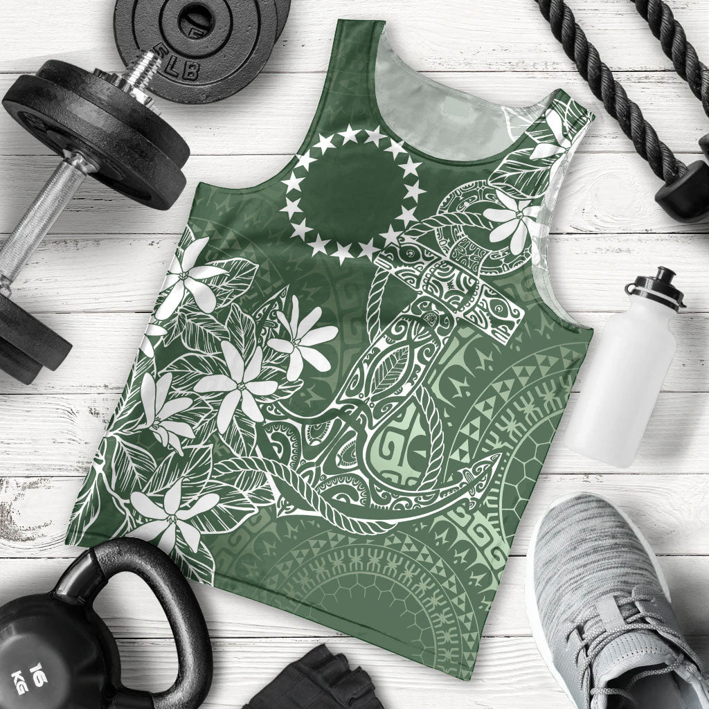 Sage Green Kuki Airani Tapakau Men Tank Top Tribal Anchor Mix Tiare LT7 - Polynesian Pride