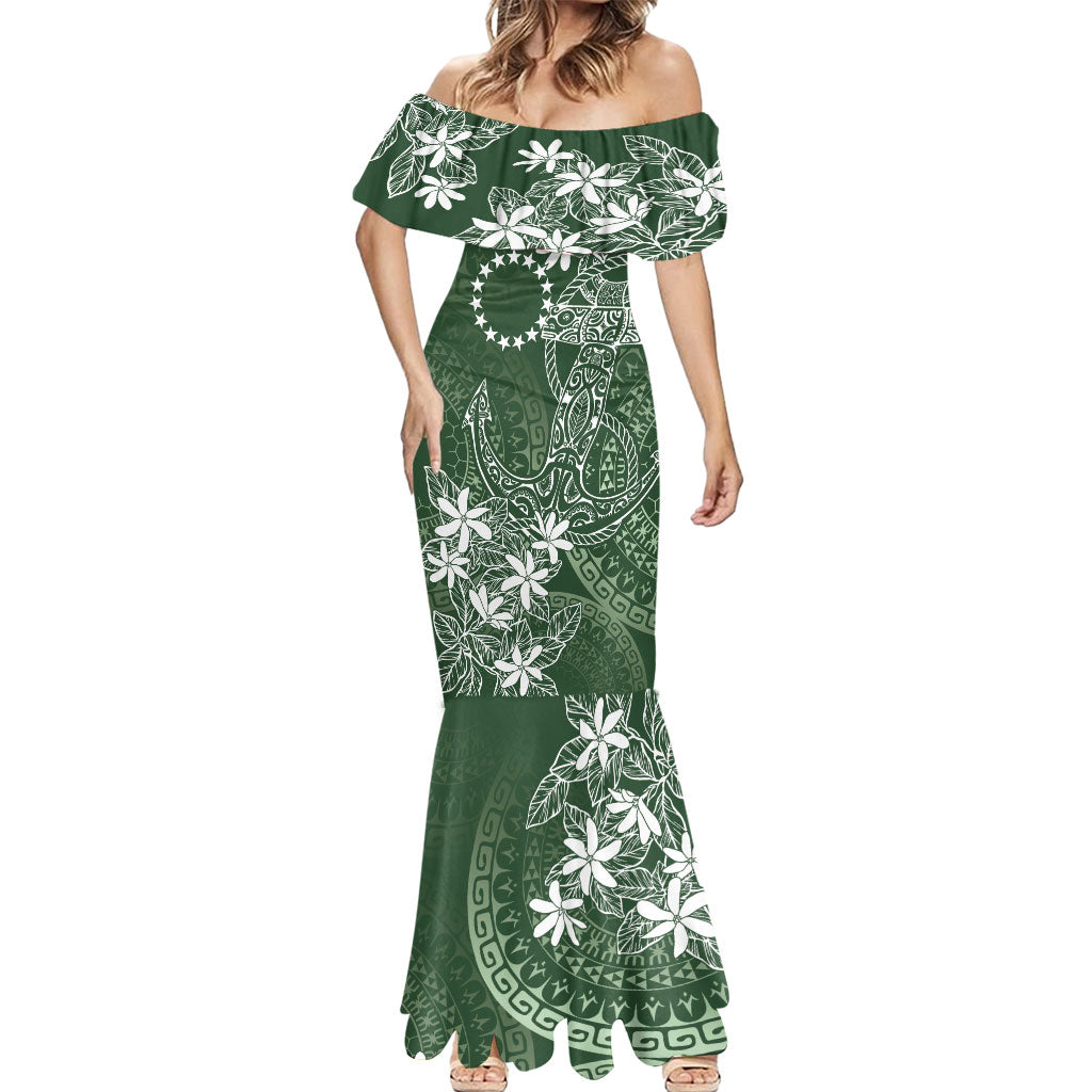 Sage Green Kuki Airani Tapakau Mermaid Dress Tribal Anchor Mix Tiare LT7 - Polynesian Pride