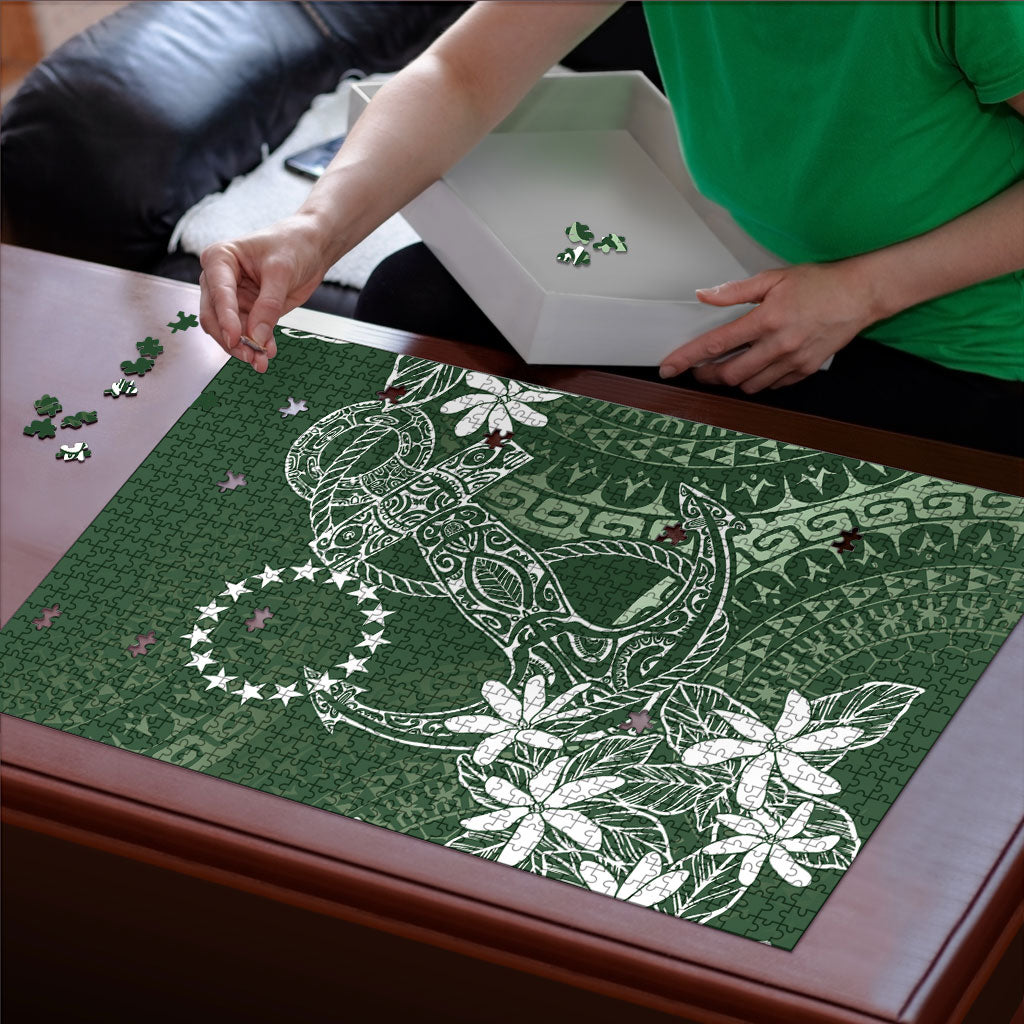 Sage Green Kuki Airani Tapakau Puzzle Tribal Anchor Mix Tiare LT7 - Polynesian Pride
