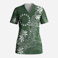 Sage Green Kuki Airani Tapakau Scrub Top Tribal Anchor Mix Tiare