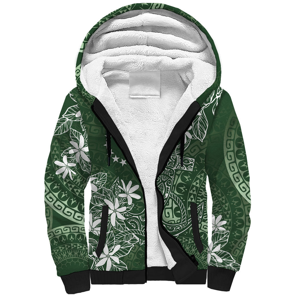 Sage Green Kuki Airani Tapakau Sherpa Hoodie Tribal Anchor Mix Tiare LT7 Unisex Sage Green - Polynesian Pride