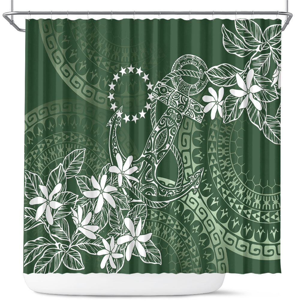 Sage Green Kuki Airani Tapakau Shower Curtain Tribal Anchor Mix Tiare LT7 Sage Green - Polynesian Pride