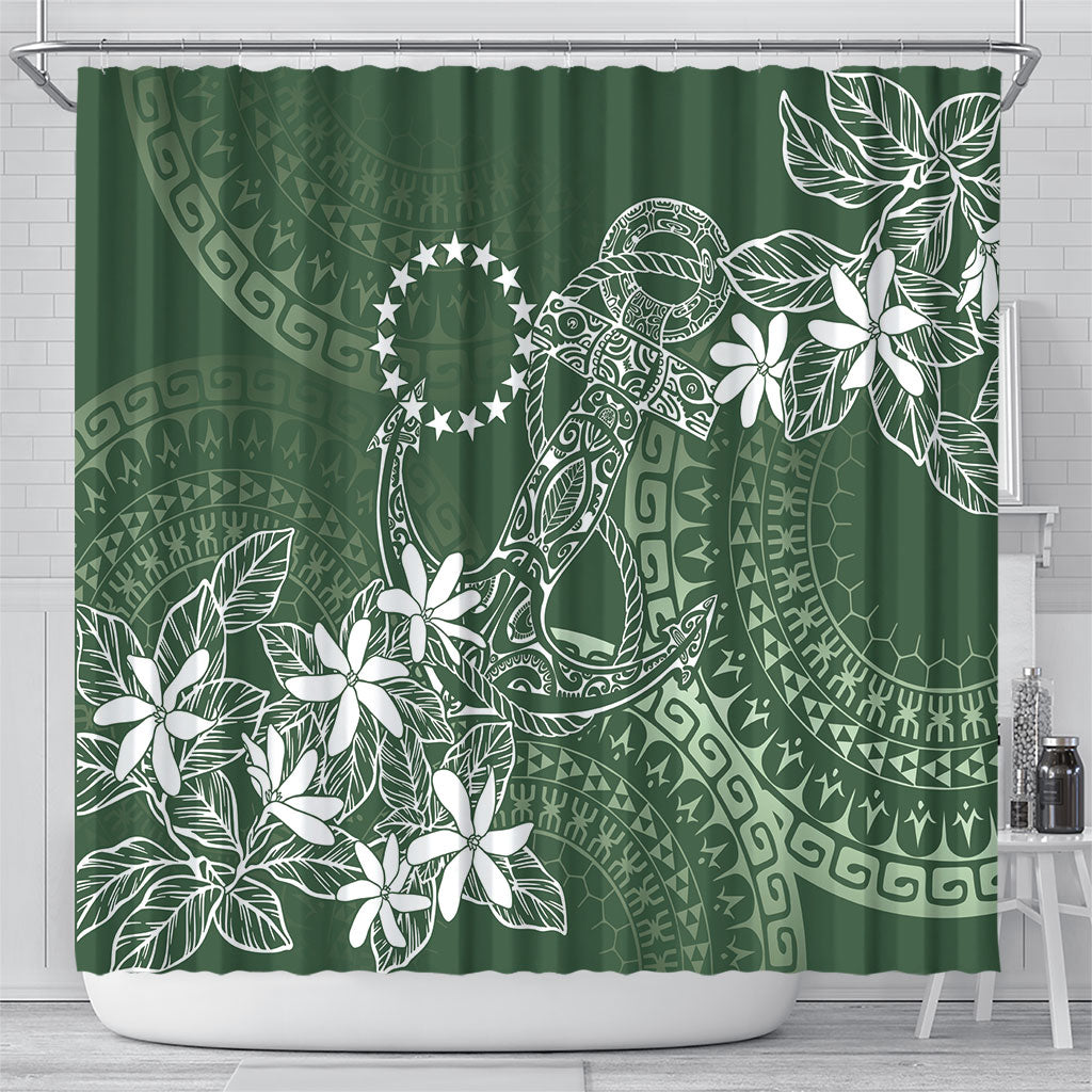 Sage Green Kuki Airani Tapakau Shower Curtain Tribal Anchor Mix Tiare LT7 - Polynesian Pride