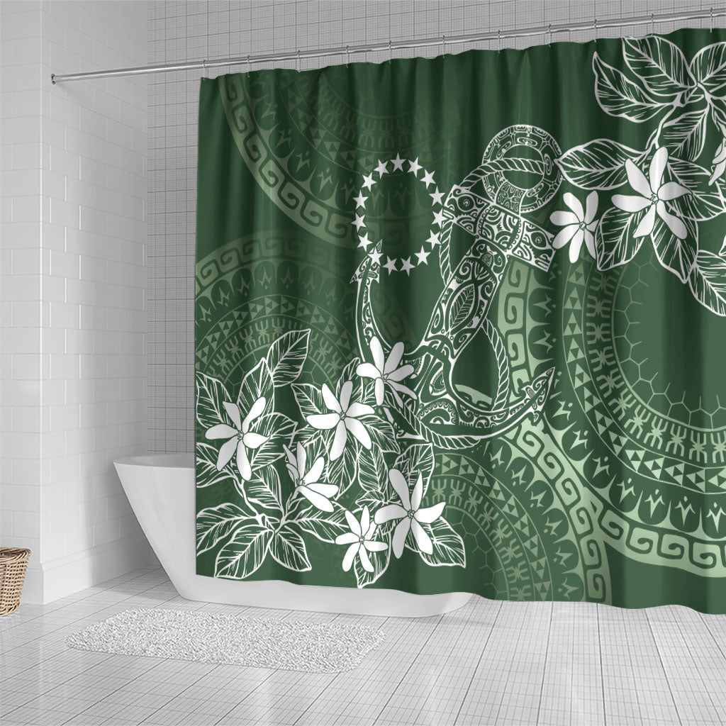 Sage Green Kuki Airani Tapakau Shower Curtain Tribal Anchor Mix Tiare LT7 - Polynesian Pride
