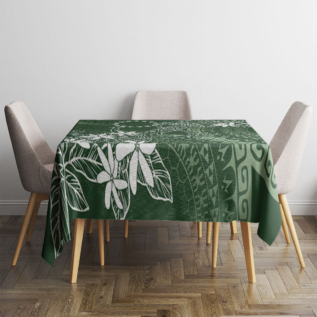 Sage Green Kuki Airani Tapakau Tablecloth Tribal Anchor Mix Tiare