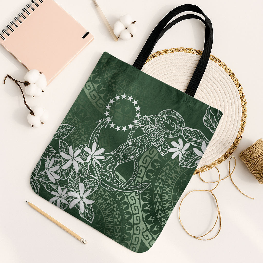 Sage Green Kuki Airani Tapakau Tote Bag Tribal Anchor Mix Tiare