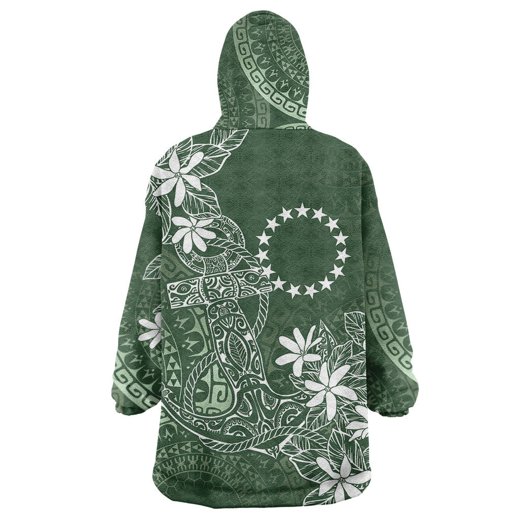 Sage Green Kuki Airani Tapakau Wearable Blanket Hoodie Tribal Anchor Mix Tiare LT7 - Polynesian Pride