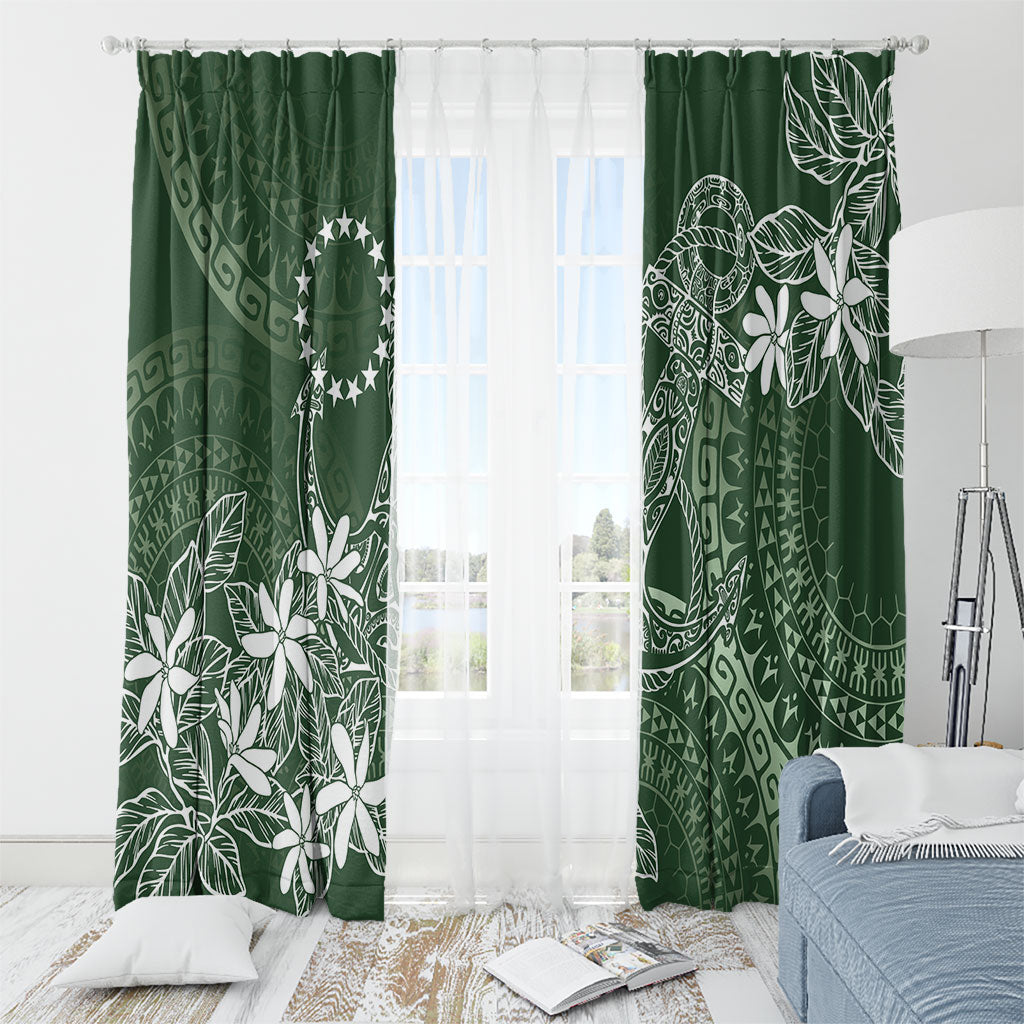 Sage Green Kuki Airani Tapakau Window Curtain Tribal Anchor Mix Tiare
