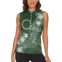 Sage Green Kuki Airani Tapakau Women Sleeveless Polo Shirt Tribal Anchor Mix Tiare LT7 - Polynesian Pride
