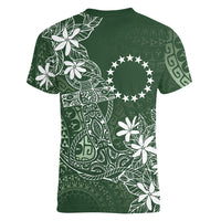 Sage Green Kuki Airani Tapakau Women V-Neck T-Shirt Tribal Anchor Mix Tiare LT7 - Polynesian Pride