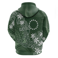 Sage Green Kuki Airani Tapakau Zip Hoodie Tribal Anchor Mix Tiare LT7 - Polynesian Pride