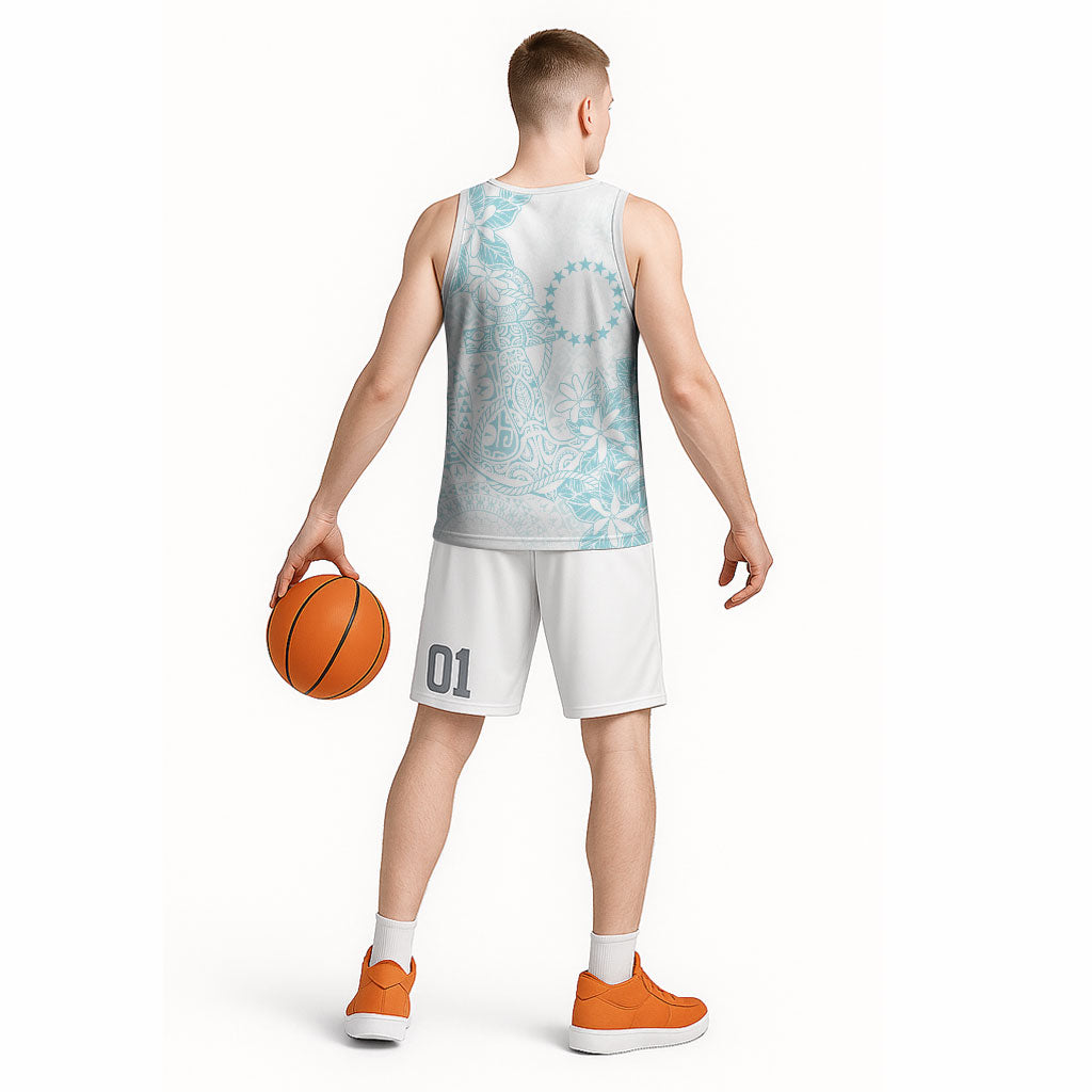 Turquoise Kuki Airani Tapakau Basketball Jersey Tribal Anchor Mix Tiare LT7 - Polynesian Pride