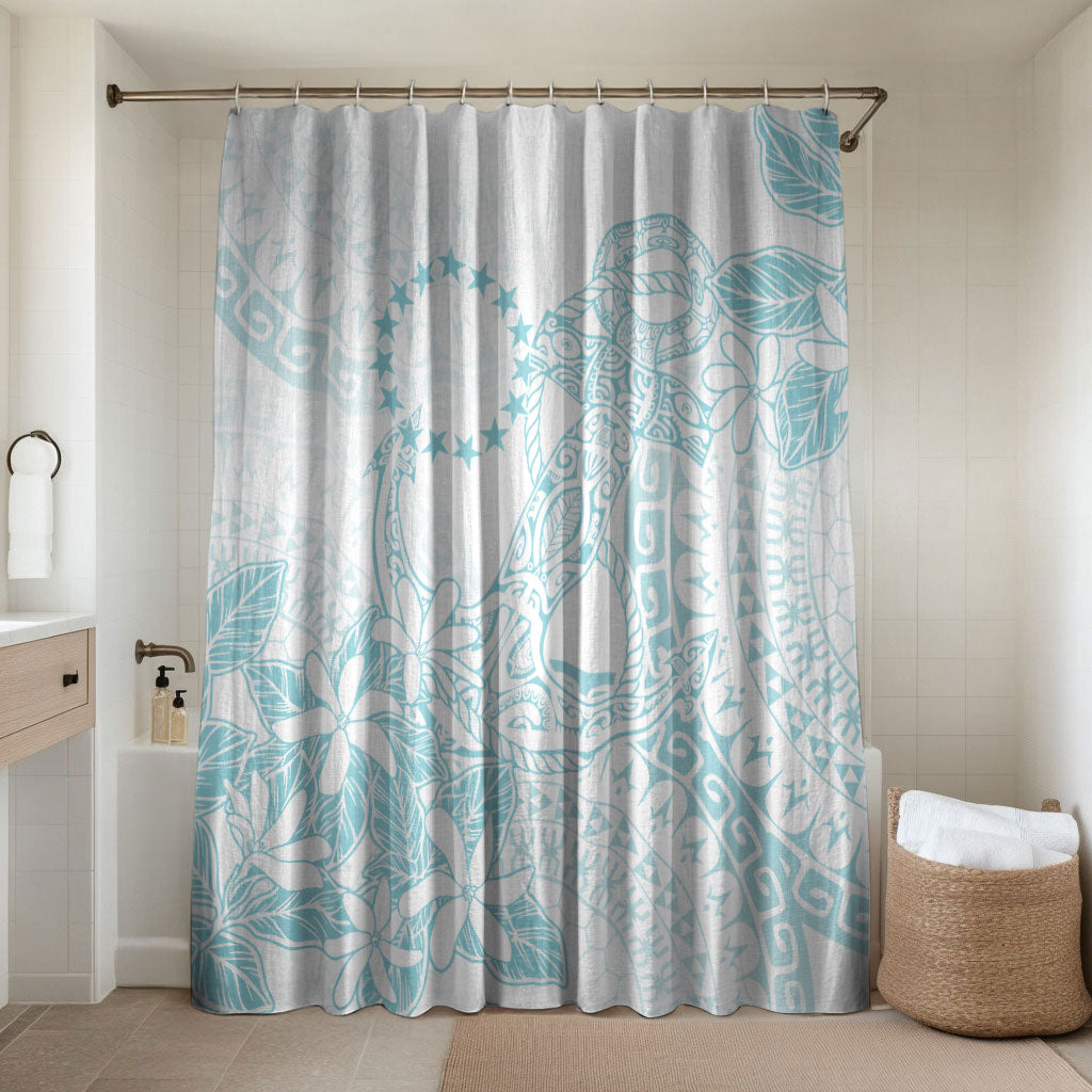 Turquoise Kuki Airani Tapakau Bathroom Set Tribal Anchor Mix Tiare LT7 Shower Curtain Only Turquoise - Polynesian Pride