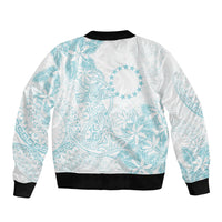 Turquoise Kuki Airani Tapakau Bomber Jacket Tribal Anchor Mix Tiare