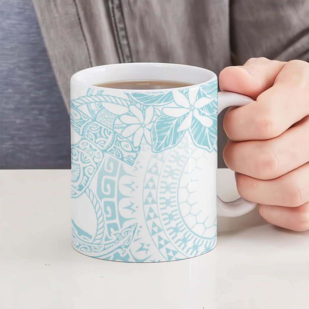 Turquoise Kuki Airani Tapakau Ceramic Mug Tribal Anchor Mix Tiare LT7 - Polynesian Pride