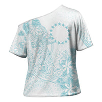 Turquoise Kuki Airani Tapakau Cross Shoulder Shirt Tribal Anchor Mix Tiare LT7 - Polynesian Pride