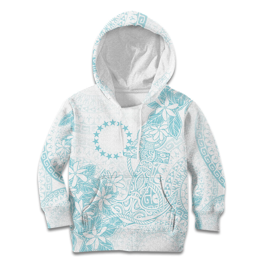 Turquoise Kuki Airani Tapakau Kid Hoodie Tribal Anchor Mix Tiare LT7 Hoodie Turquoise - Polynesian Pride