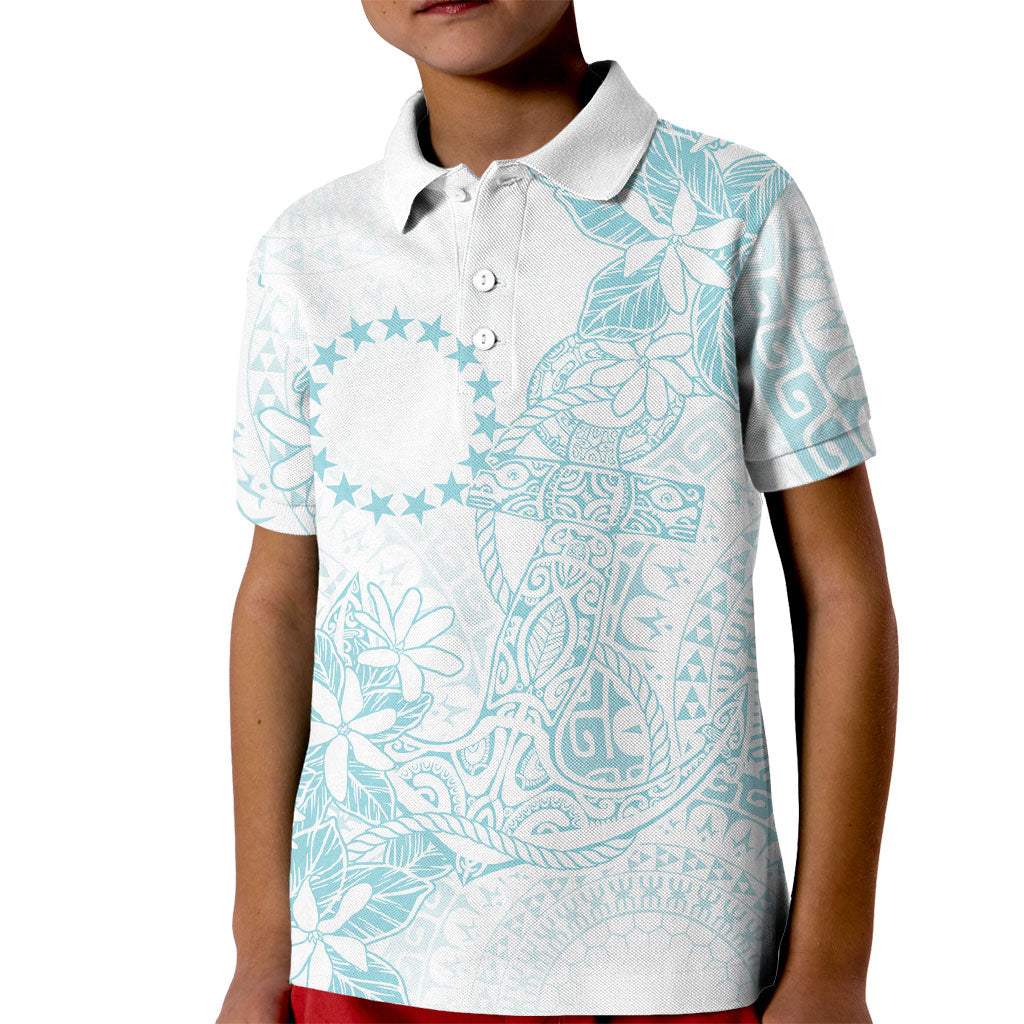 Turquoise Kuki Airani Tapakau Kid Polo Shirt Tribal Anchor Mix Tiare LT7 Kid Turquoise - Polynesian Pride