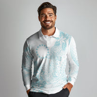 Turquoise Kuki Airani Tapakau Long Sleeve Polo Shirt Tribal Anchor Mix Tiare LT7 - Polynesian Pride