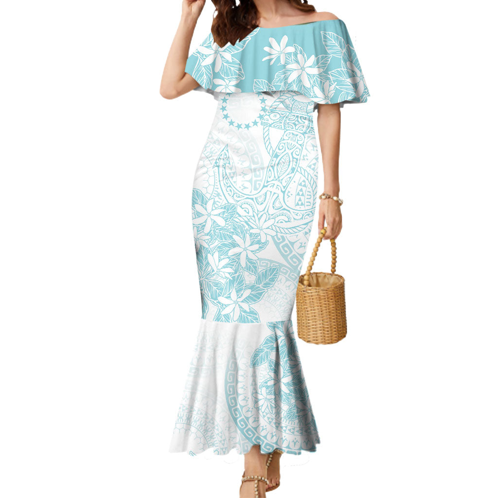 Turquoise Kuki Airani Tapakau Mermaid Dress Tribal Anchor Mix Tiare