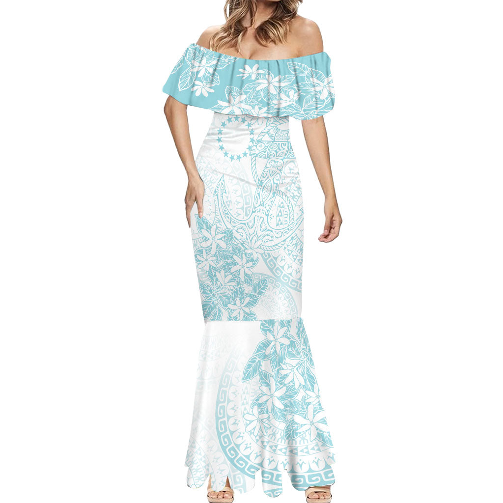 Turquoise Kuki Airani Tapakau Mermaid Dress Tribal Anchor Mix Tiare LT7 - Polynesian Pride