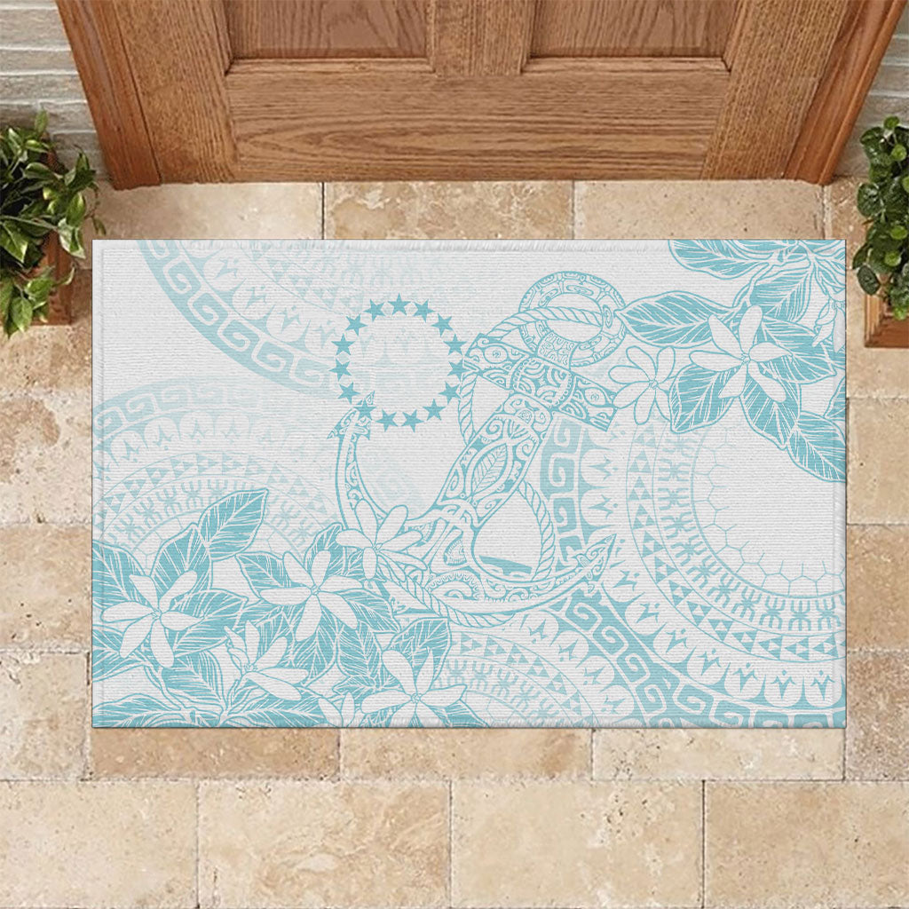 Turquoise Kuki Airani Tapakau Rubber Doormat Tribal Anchor Mix Tiare