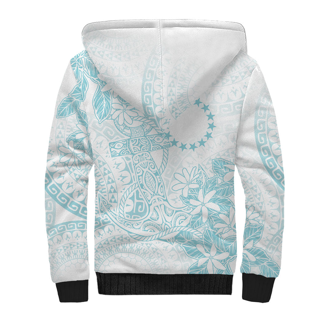 Turquoise Kuki Airani Tapakau Sherpa Hoodie Tribal Anchor Mix Tiare LT7 - Polynesian Pride