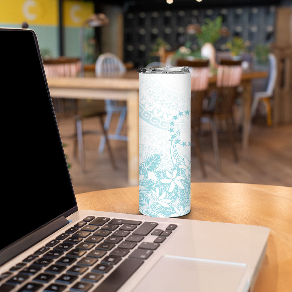 Turquoise Kuki Airani Tapakau Skinny Tumbler Tribal Anchor Mix Tiare LT7 - Polynesian Pride