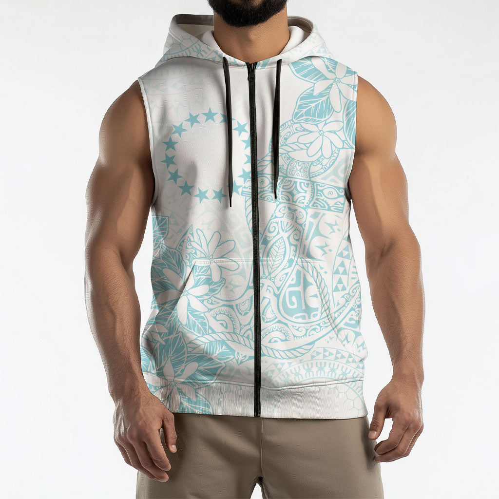 Turquoise Kuki Airani Tapakau Sleeveless Zip Hoodie Tribal Anchor Mix Tiare LT7 - Polynesian Pride
