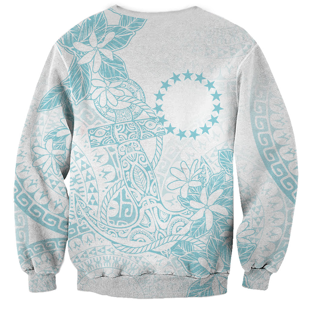 Turquoise Kuki Airani Tapakau Sweatshirt Tribal Anchor Mix Tiare