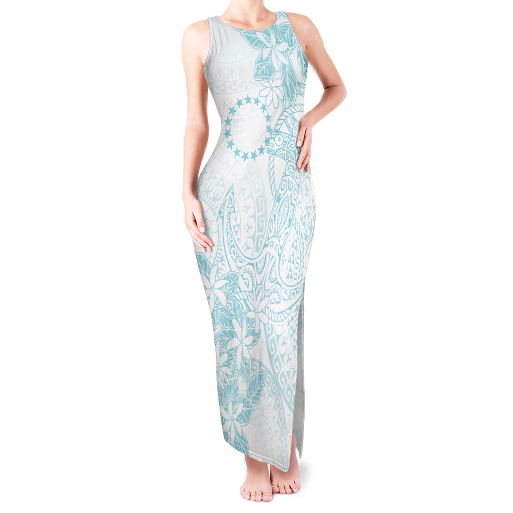 Turquoise Kuki Airani Tapakau Tank Maxi Dress Tribal Anchor Mix Tiare LT7 Women Turquoise - Polynesian Pride