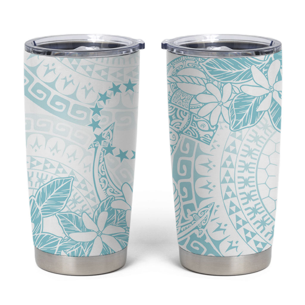Turquoise Kuki Airani Tapakau Tumbler Cup Tribal Anchor Mix Tiare LT7 Turquoise - Polynesian Pride