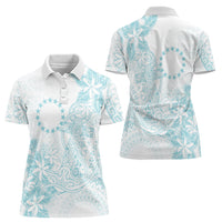 Turquoise Kuki Airani Tapakau Women Polo Shirt Tribal Anchor Mix Tiare LT7 - Polynesian Pride