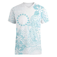 Turquoise Kuki Airani Tapakau Women V-Neck T-Shirt Tribal Anchor Mix Tiare LT7 Female Turquoise - Polynesian Pride