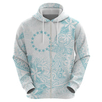 Turquoise Kuki Airani Tapakau Zip Hoodie Tribal Anchor Mix Tiare LT7 - Polynesian Pride