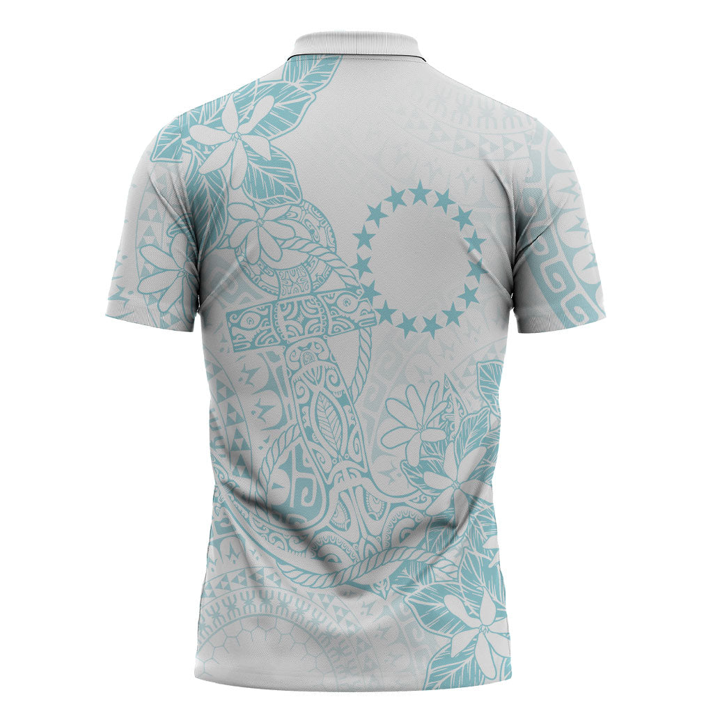 Turquoise Kuki Airani Tapakau Zipper Polo Shirt Tribal Anchor Mix Tiare LT7 - Polynesian Pride