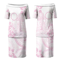 Candy Pink Kuki Airani Tapakau Couples Matching Puletasi and Long Sleeve Button Shirt Tribal Anchor Mix Tiare LT7 - Polynesian Pride