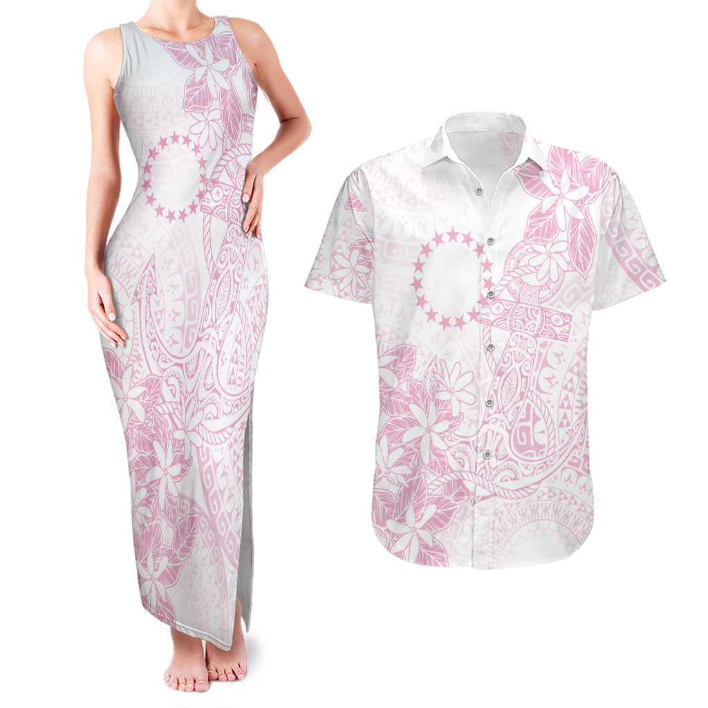 Candy Pink Kuki Airani Tapakau Couples Matching Tank Maxi Dress and Hawaiian Shirt Tribal Anchor Mix Tiare