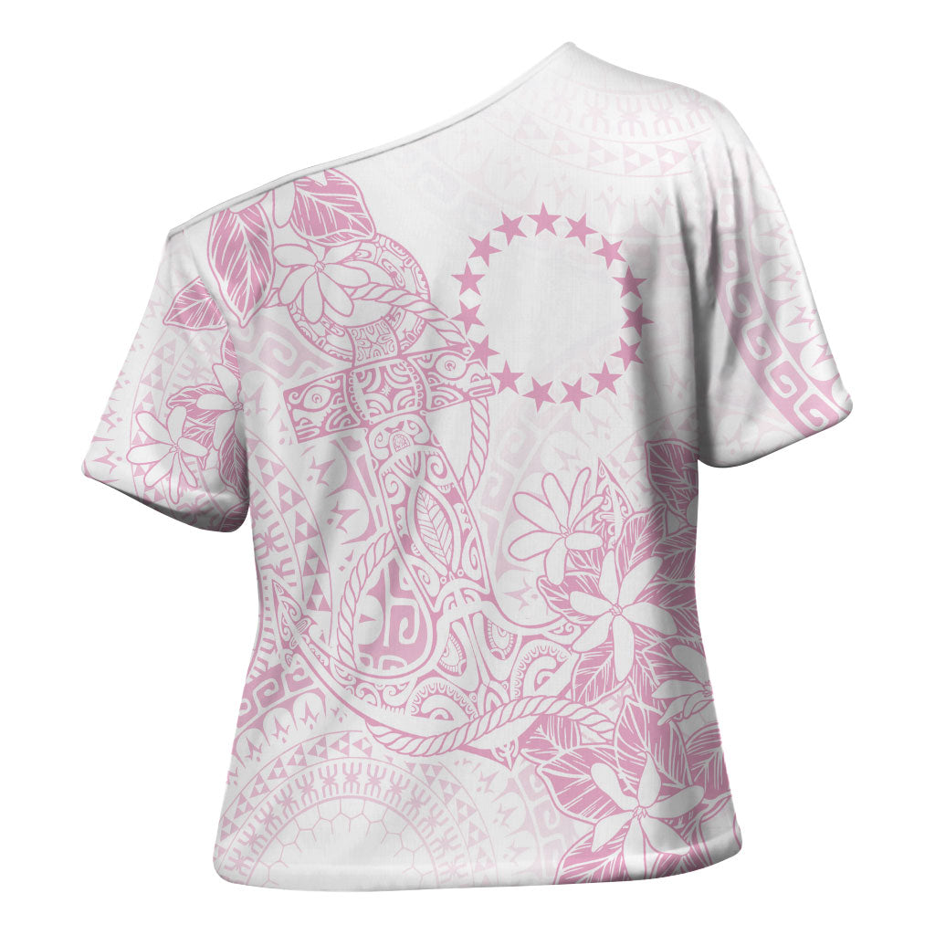 Candy Pink Kuki Airani Tapakau Cross Shoulder Shirt Tribal Anchor Mix Tiare LT7 - Polynesian Pride