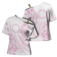 Candy Pink Kuki Airani Tapakau Cross Shoulder Shirt Tribal Anchor Mix Tiare LT7 - Polynesian Pride