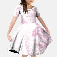 Candy Pink Kuki Airani Tapakau Family Matching Long Sleeve Bodycon Dress and Hawaiian Shirt Tribal Anchor Mix Tiare LT7 Daughter's Dress Candy Pink - Polynesian Pride