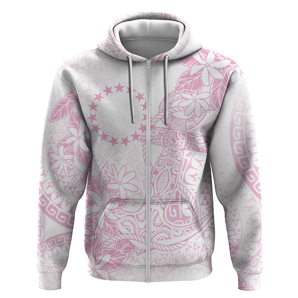 Candy Pink Kuki Airani Tapakau Hoodie Tribal Anchor Mix Tiare LT7 Zip Hoodie Candy Pink - Polynesian Pride