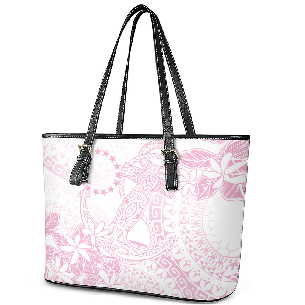 Candy Pink Kuki Airani Tapakau Leather Tote Bag Tribal Anchor Mix Tiare