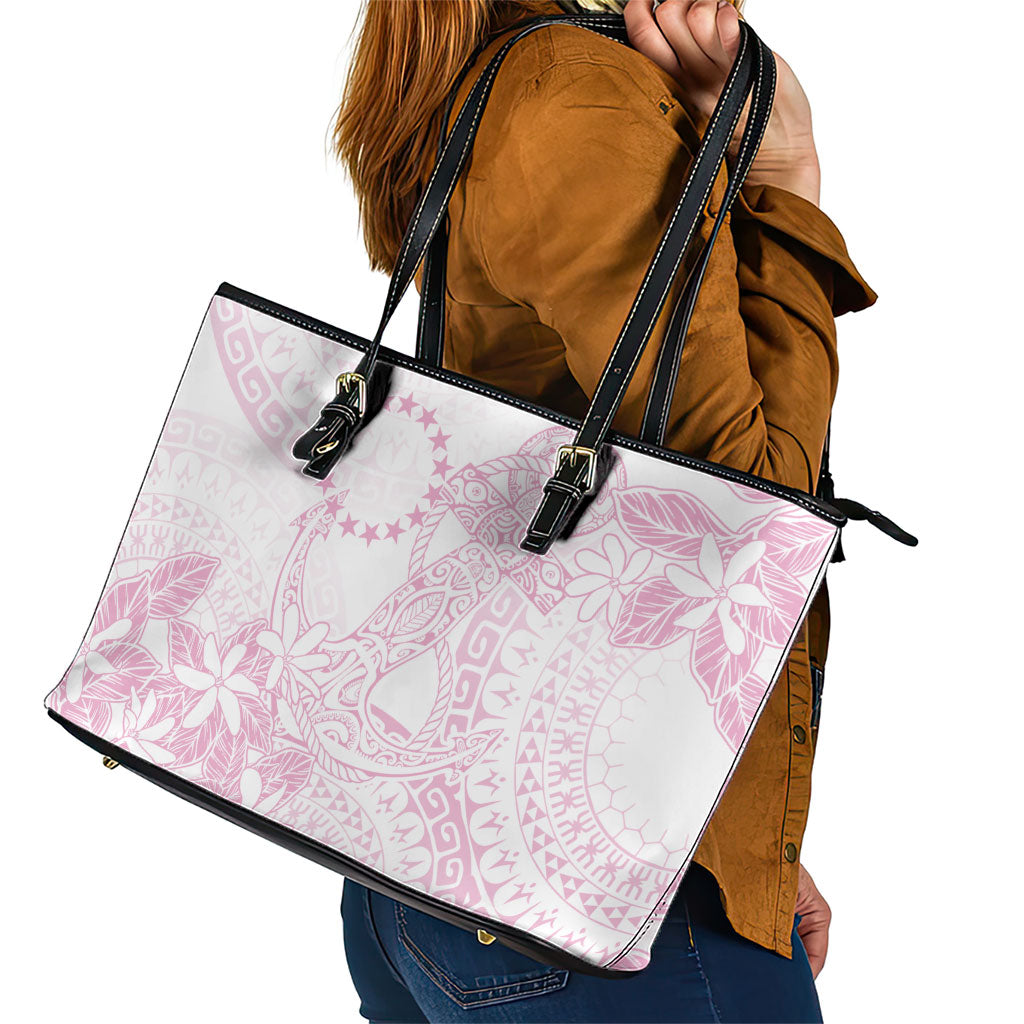 Candy Pink Kuki Airani Tapakau Leather Tote Bag Tribal Anchor Mix Tiare